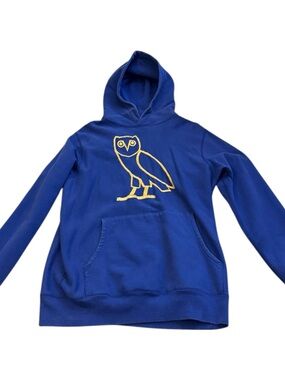 OVO Royal Blue Hoodie with Gold Owl Logo